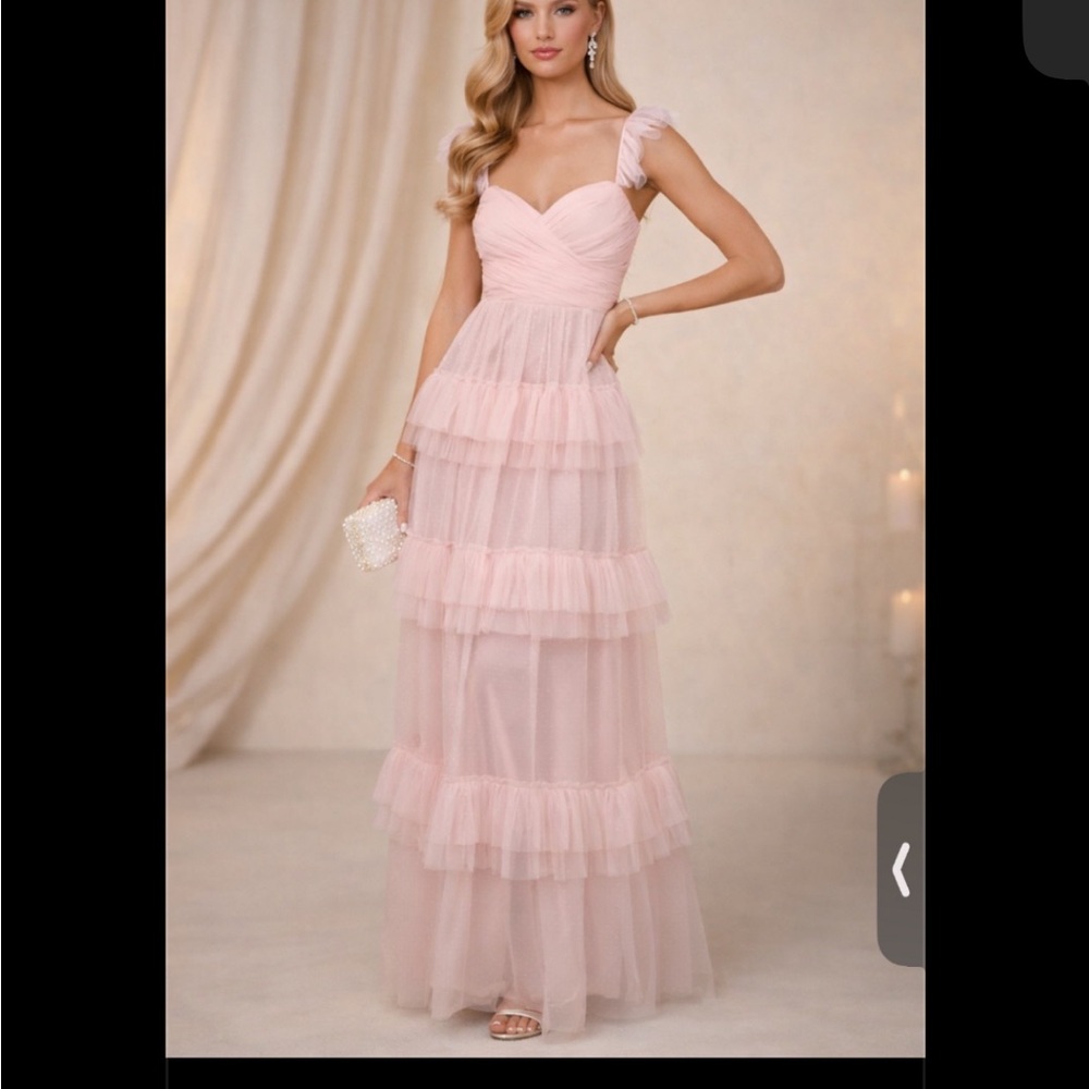 Lulu's Blush Pink Ruffled Maxi Dress